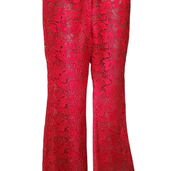 Mango Red Lace Wide Leg Pants - Picture 4 of 10